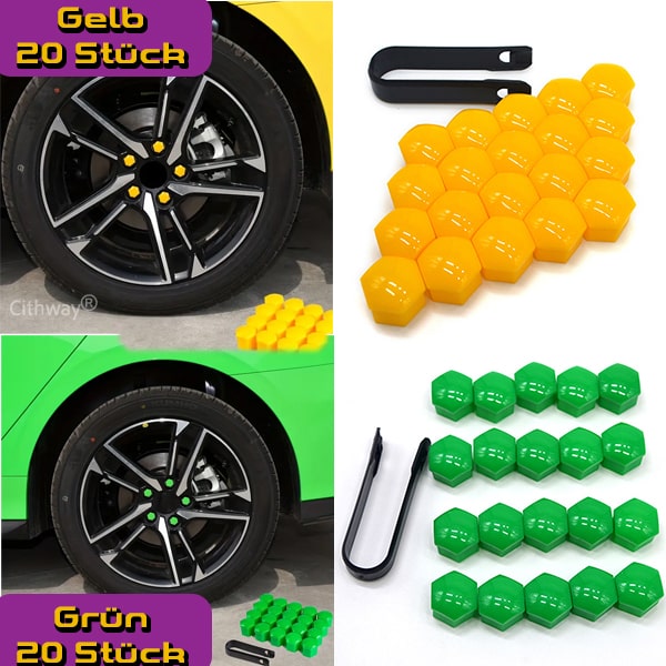 Cithway® Farbenfrohe Radmutterkappen (20 Stück)